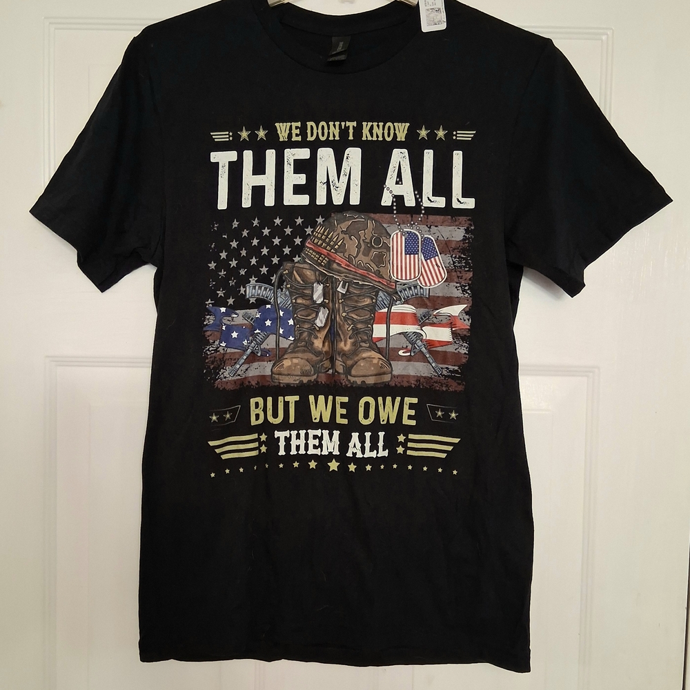 Miitary Tribute T-Shirt Men's Size Small 100% Cotton Black